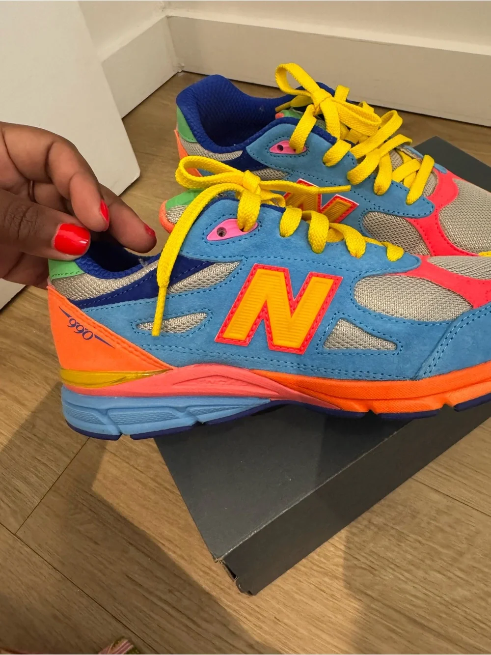 New Balance Kids Blue, Orange & Yellow Colorblock Sneakers